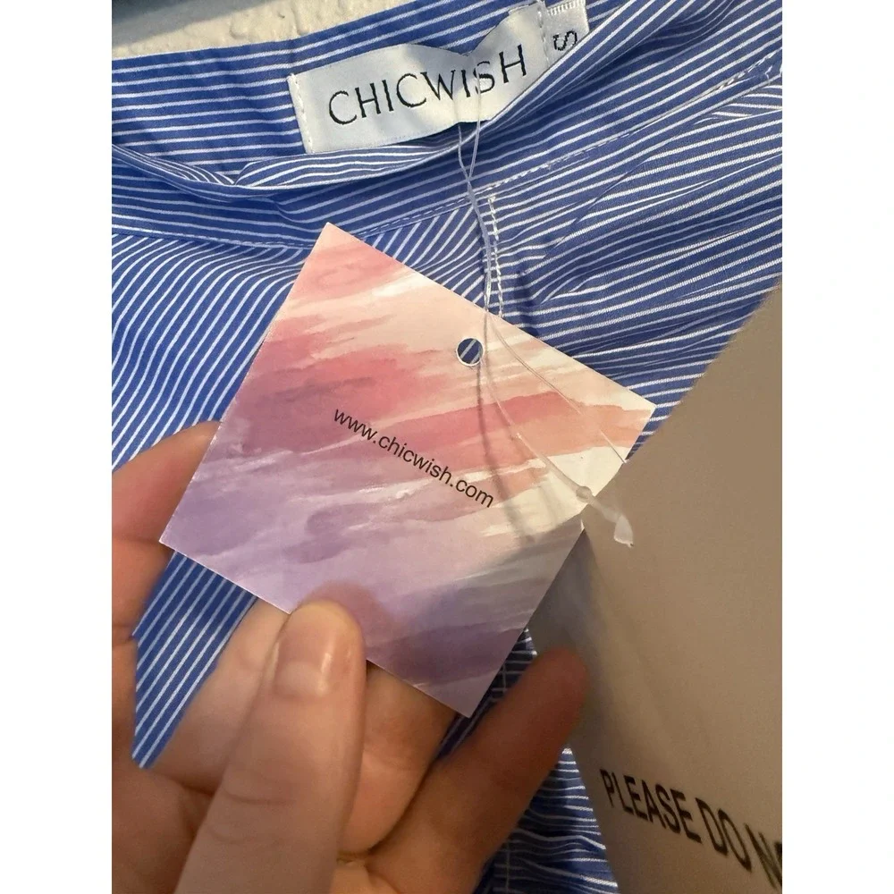 Chicwish Ruffle Tiered Frill Hem Skirt In Blue & White Stripes Size Small NWT